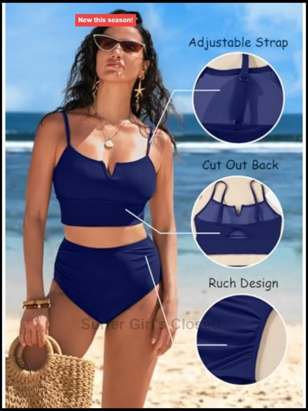 High Waisted Bikini Set - V Wire Two Piece Tummy Control Swimsuits 2026